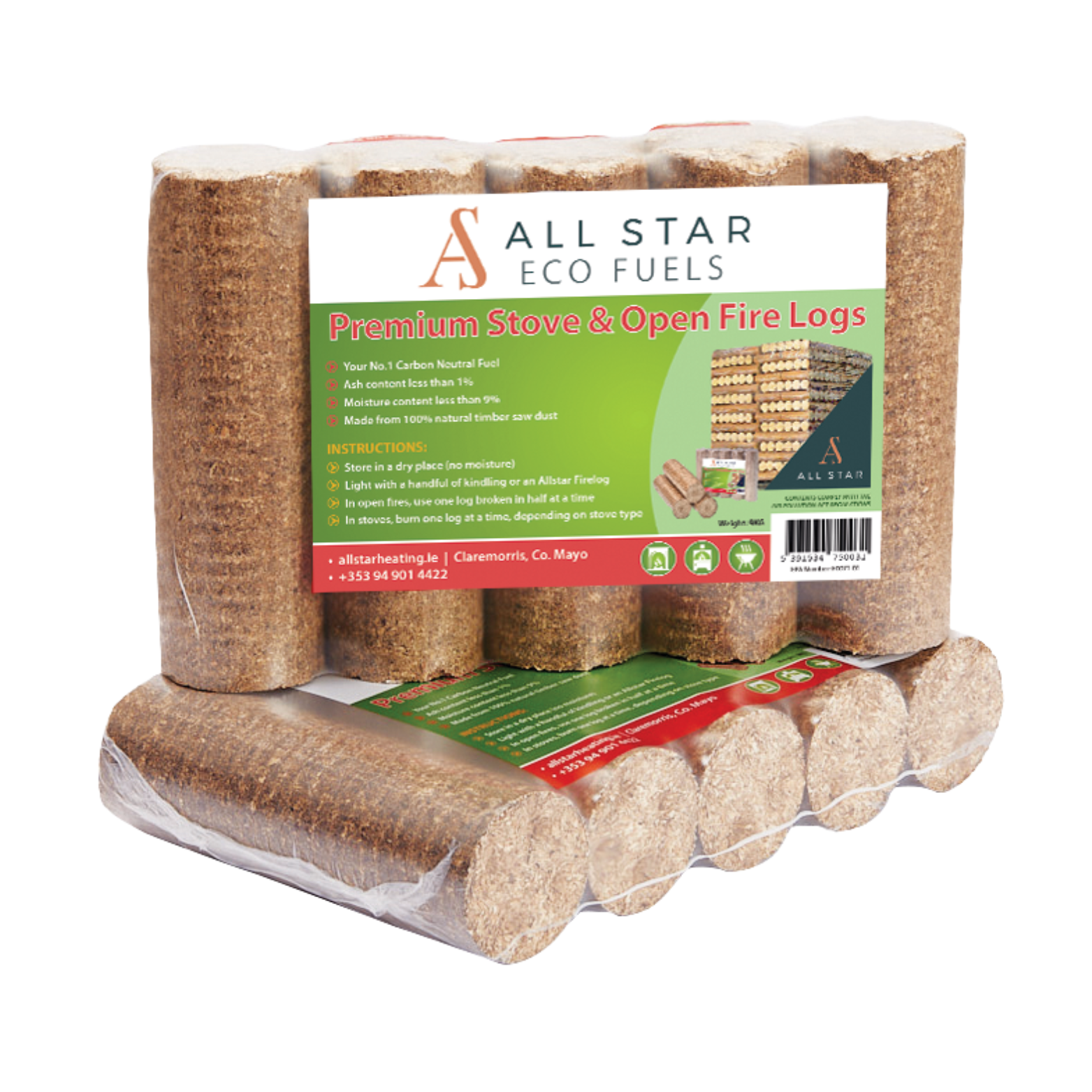 9kg Stove & Open Fire Logs- Half Pallet