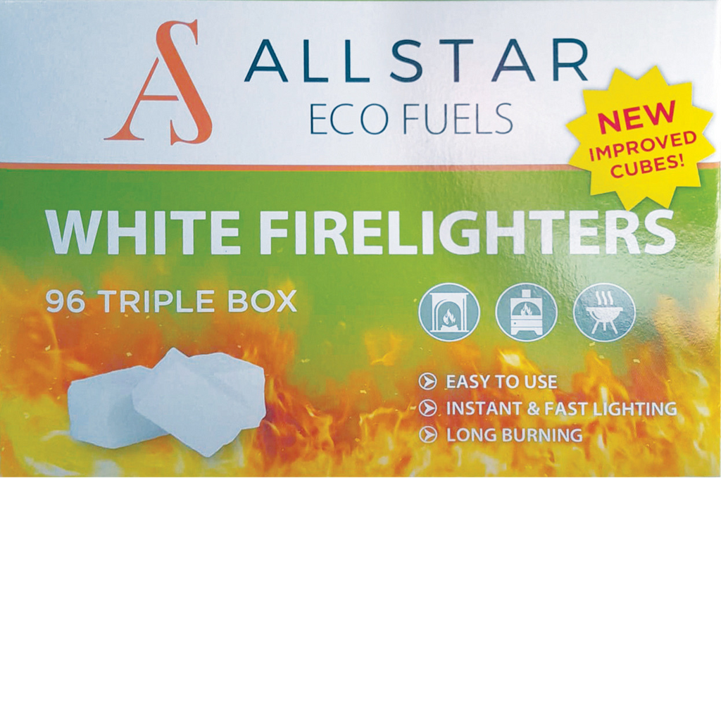 All Star White Firelighters - 96 cubes (Box of 8)