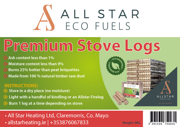 All Star Premium Stove Log information label