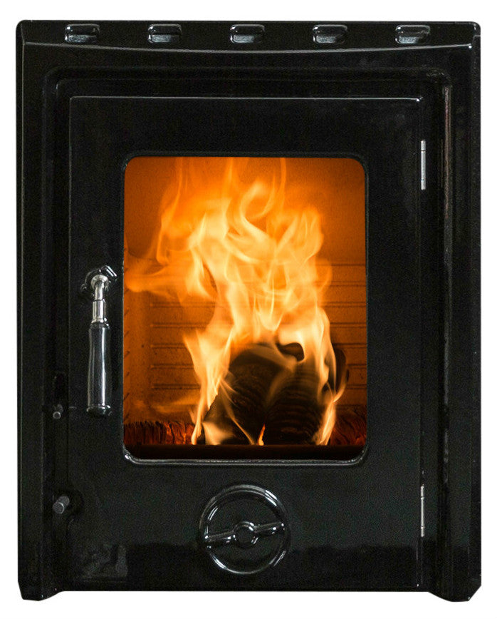 A front view image of The Kate non-boiler insert stove in enamel finish