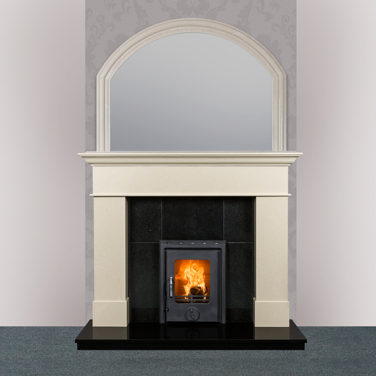 Image of Kate Insert Stove in Matt Finish with Geraldton Fireplace