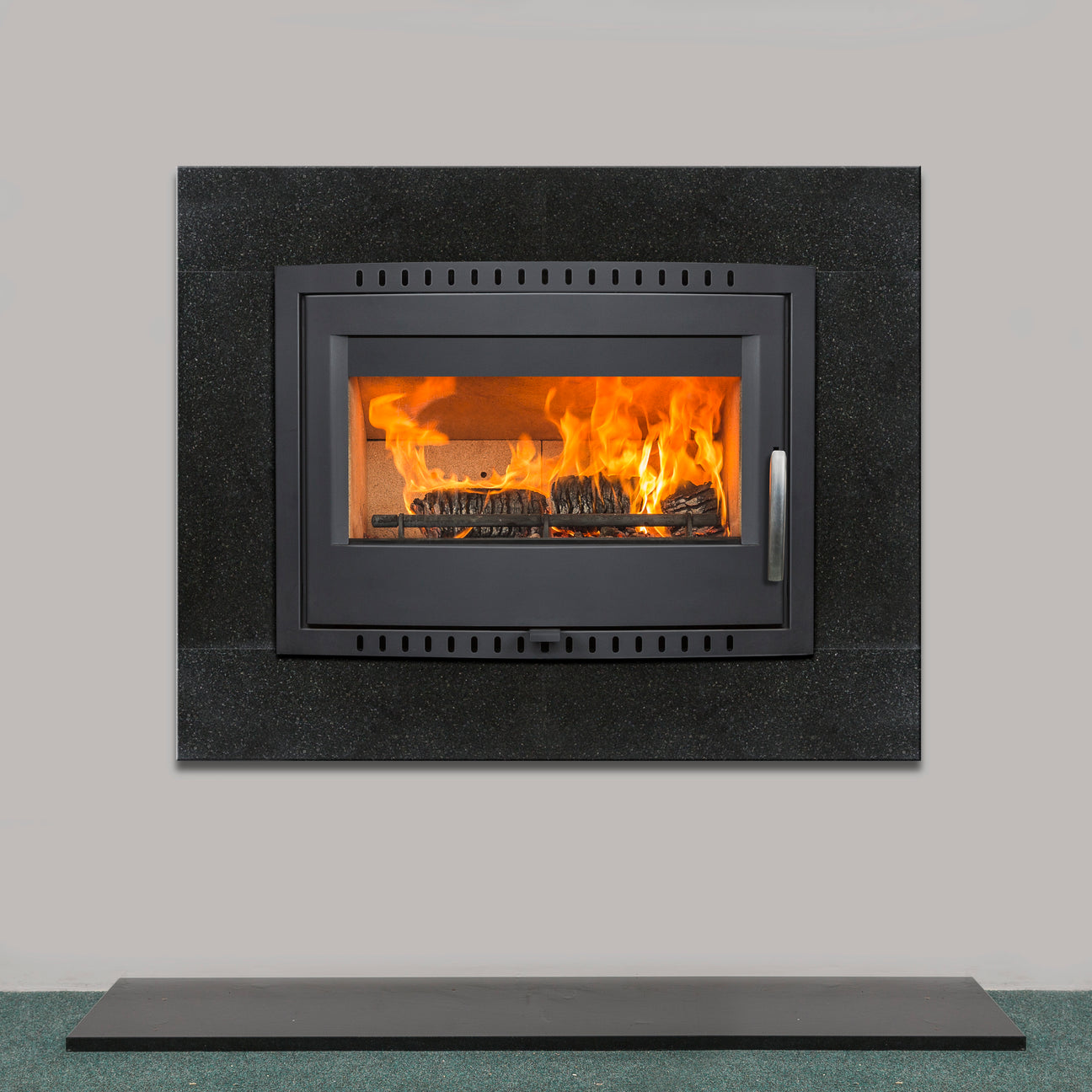 Image of Shannon Eco Stove set in granite frame