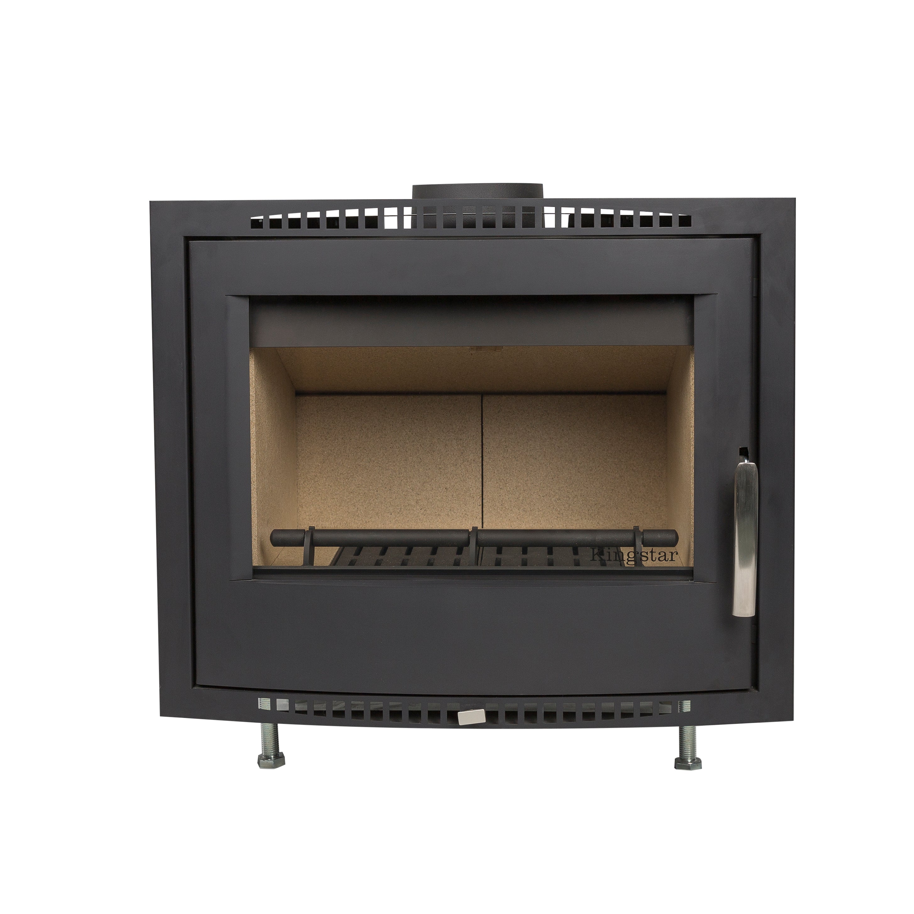 Shannon Passive Eco Stove shown with external air, air ducting and modern design.
