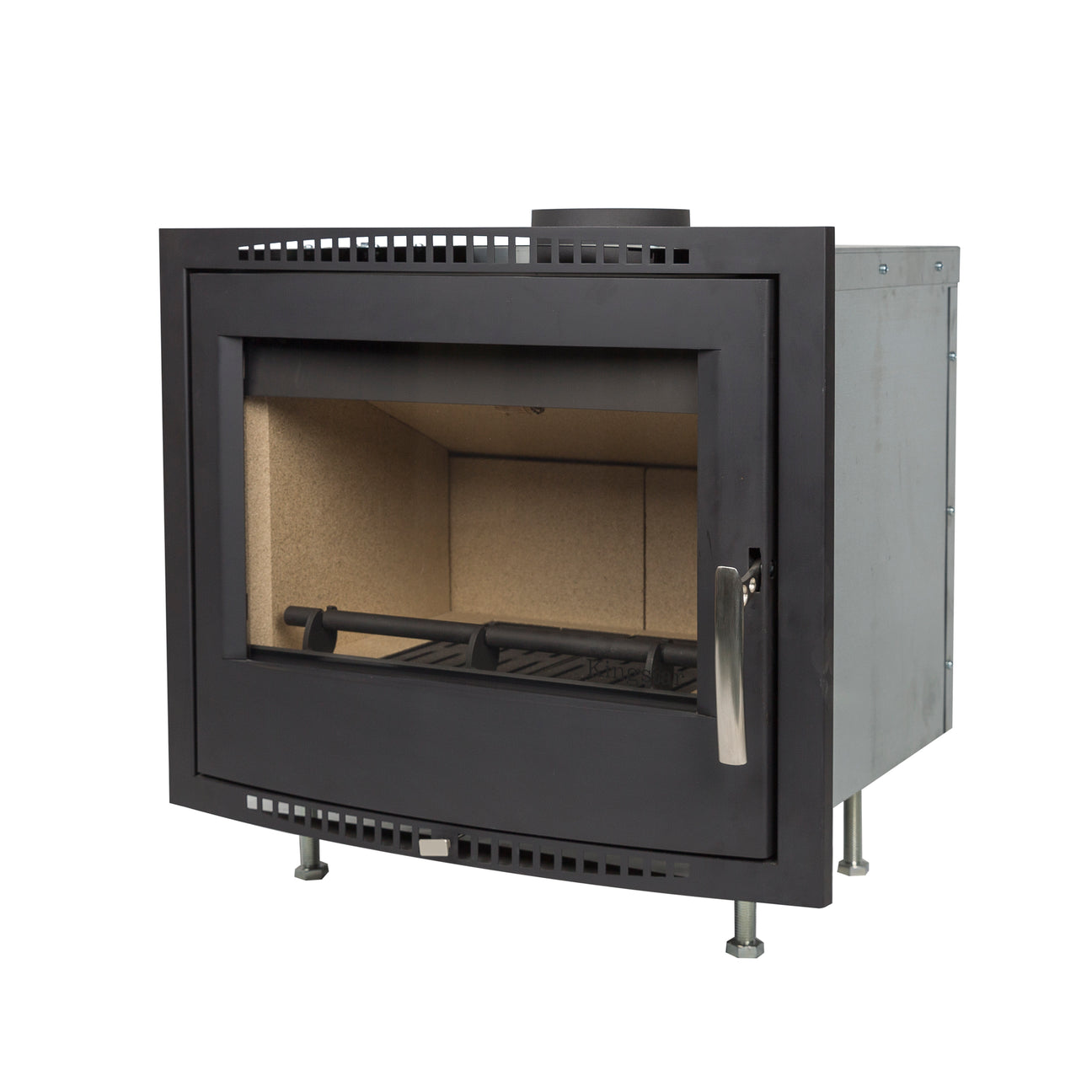 Shannon Passive Eco Stove shown with external air, air ducting and modern design -ideal for a passive house.