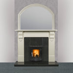 Image of Victoria Marble Fireplace in Ivory Pearl finish with Kate Insert stove in black enamel